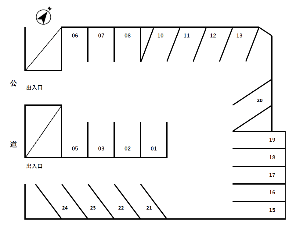 三井河原(51-1-A)駐車場の駐車配置図