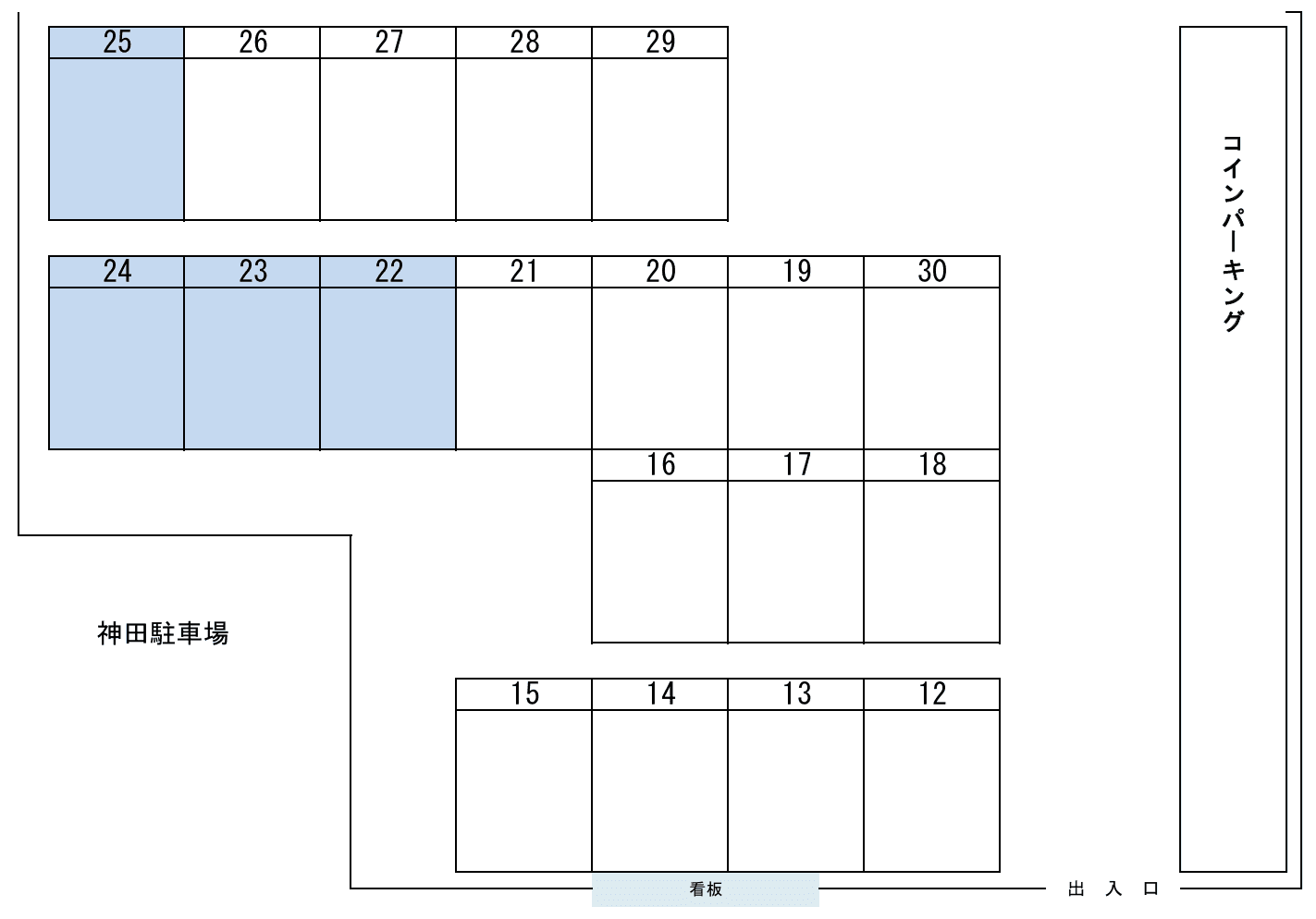 神田駐車場の駐車配置図