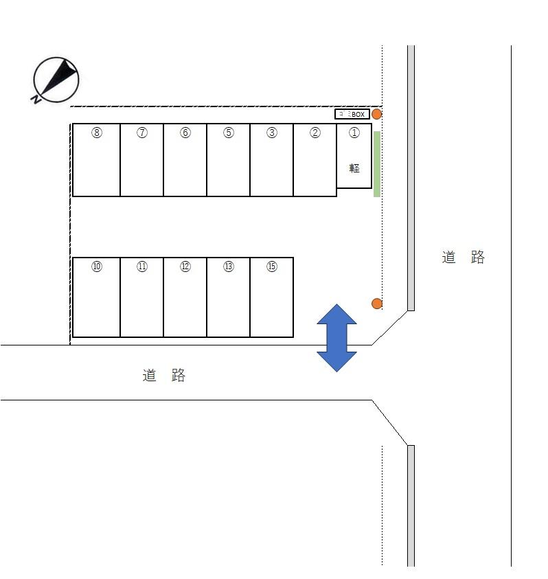 西川津中央駐車場の駐車配置図