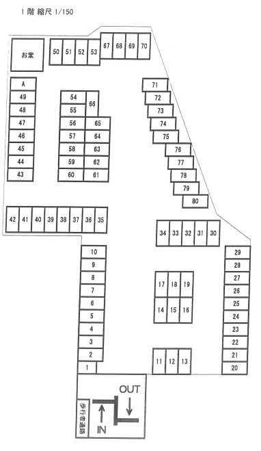 カーパーク色川の駐車配置図