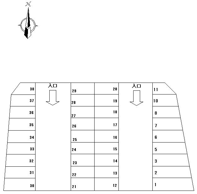 内田第六駐車場の駐車配置図