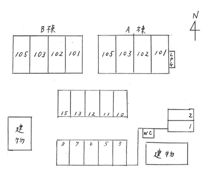 ハイツ ヤマザキAの駐車配置図