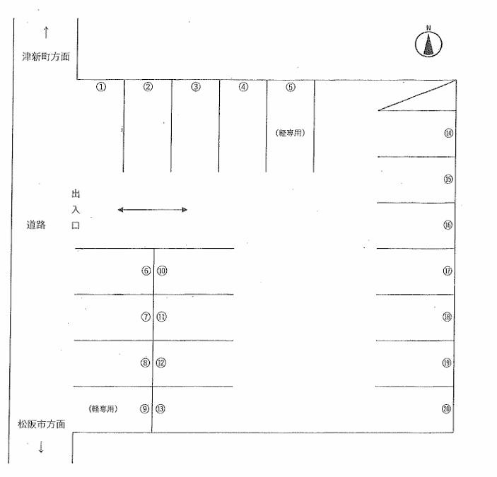 AKATSUKI駐車場の駐車配置図