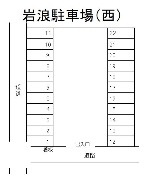 岩浪駐車場(西)の駐車配置図