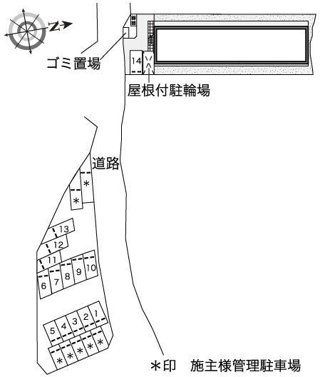 俵口ヒルズ(38667) 敷地外駐車場の駐車配置図