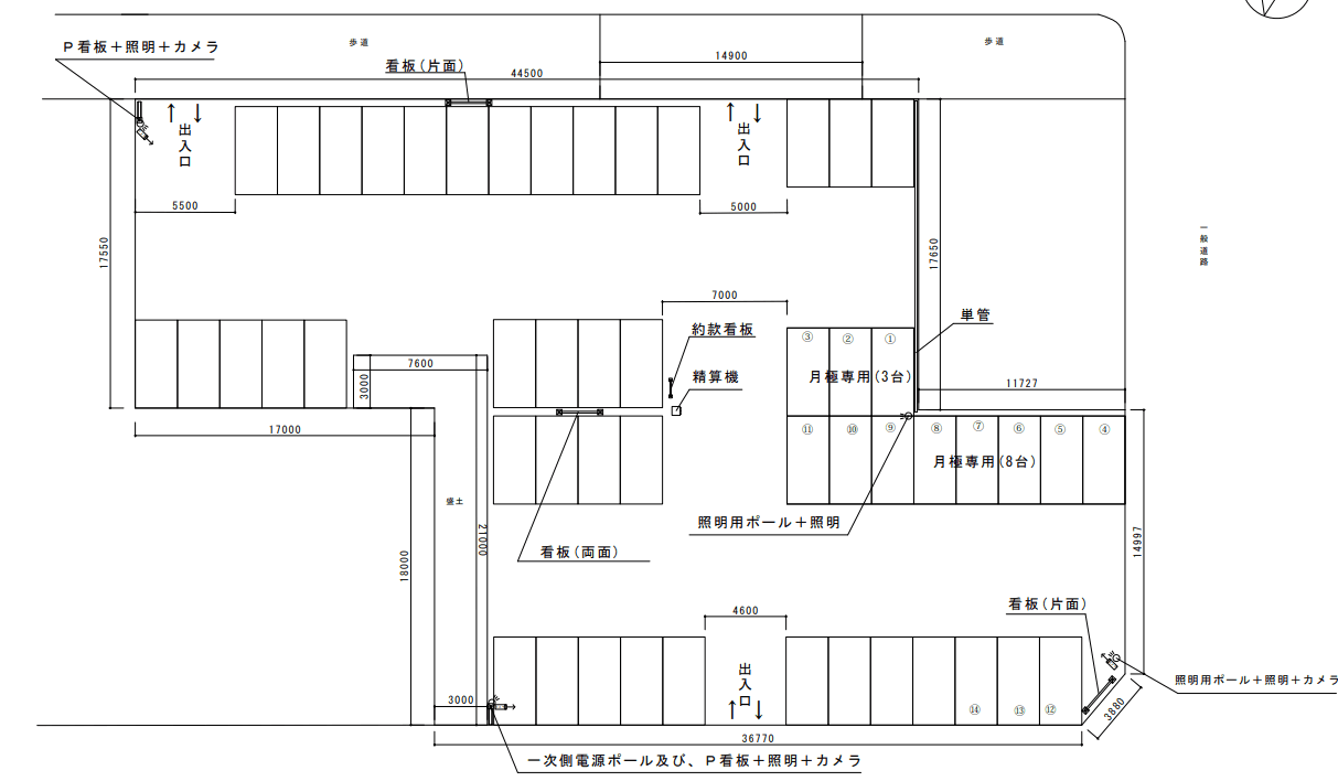 湊北町駐車場の駐車配置図