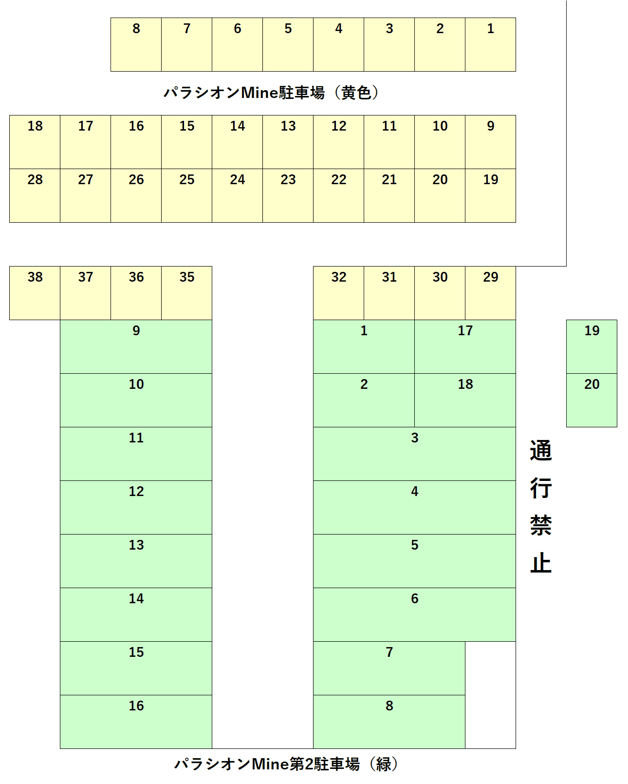パラシオンMine第2駐車場の駐車配置図