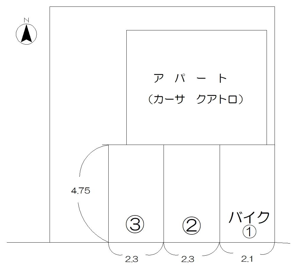 カーサクアトロ 駐車場の駐車配置図