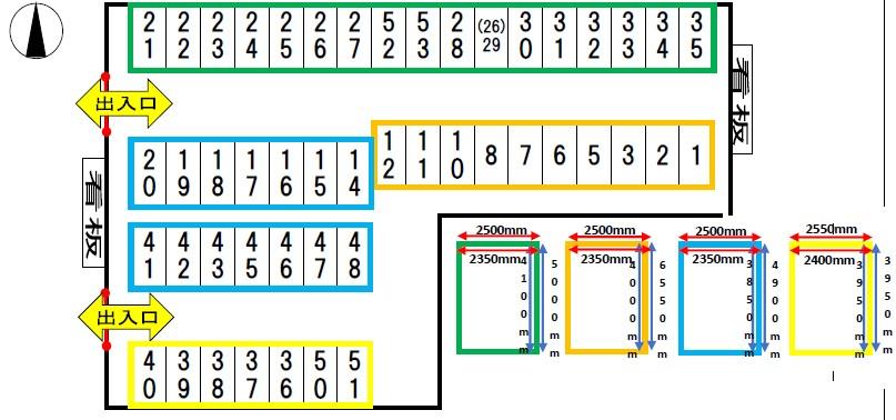 谷口製材駐車場の駐車配置図