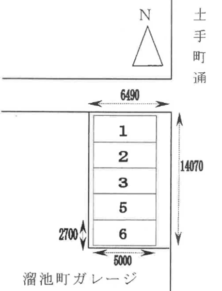溜池町ガレージの駐車配置図