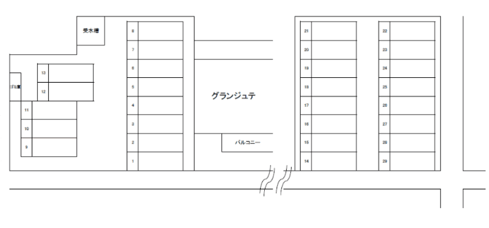 グランジュテ駐車場の駐車配置図