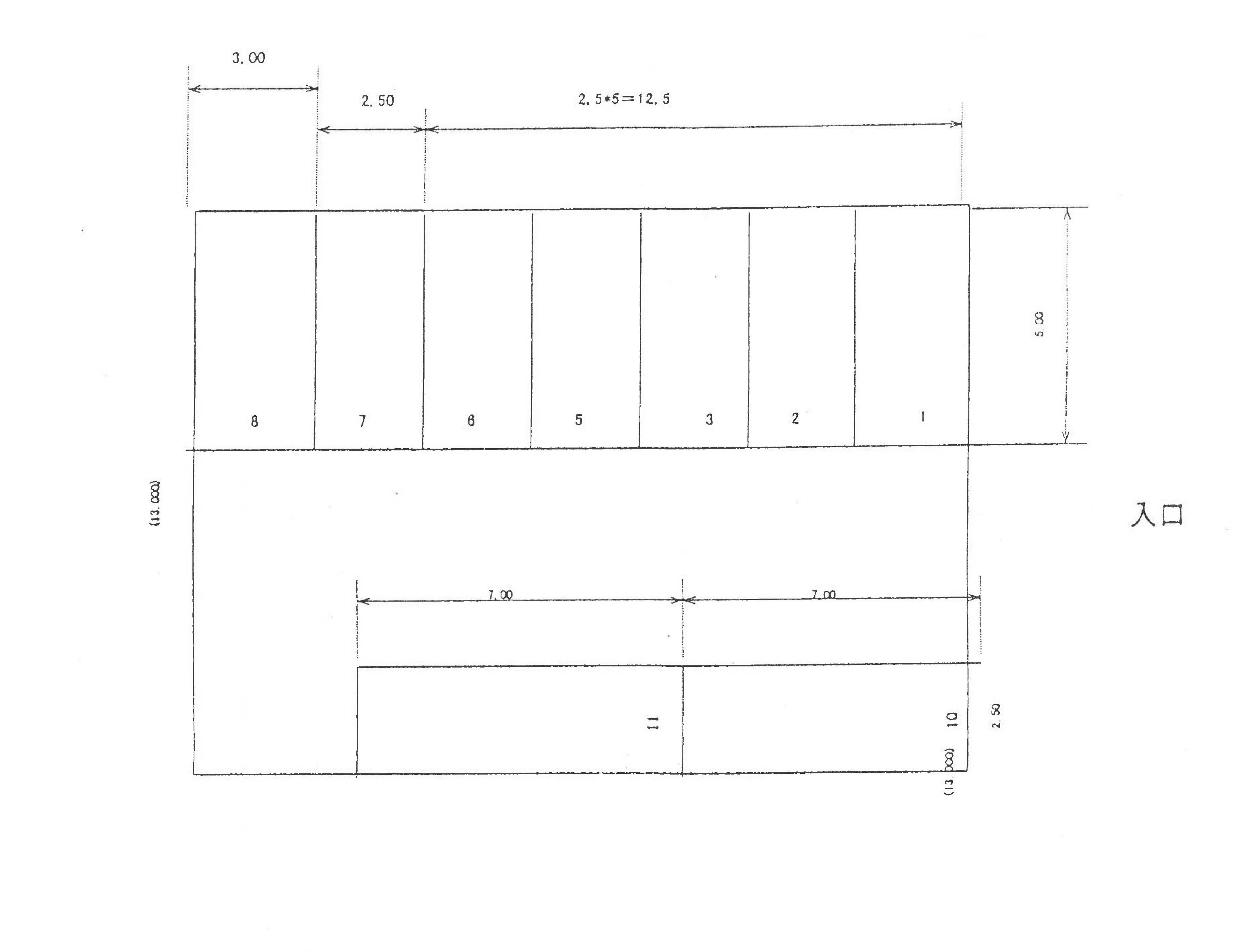 蒲澤駐車場の駐車配置図