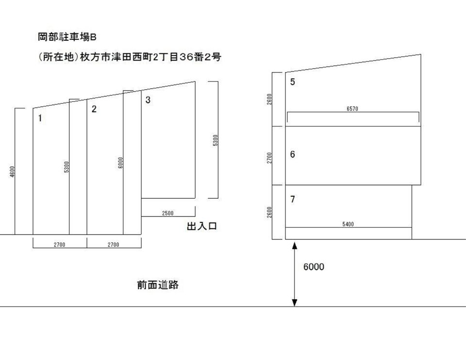 岡部駐車場Bの駐車配置図