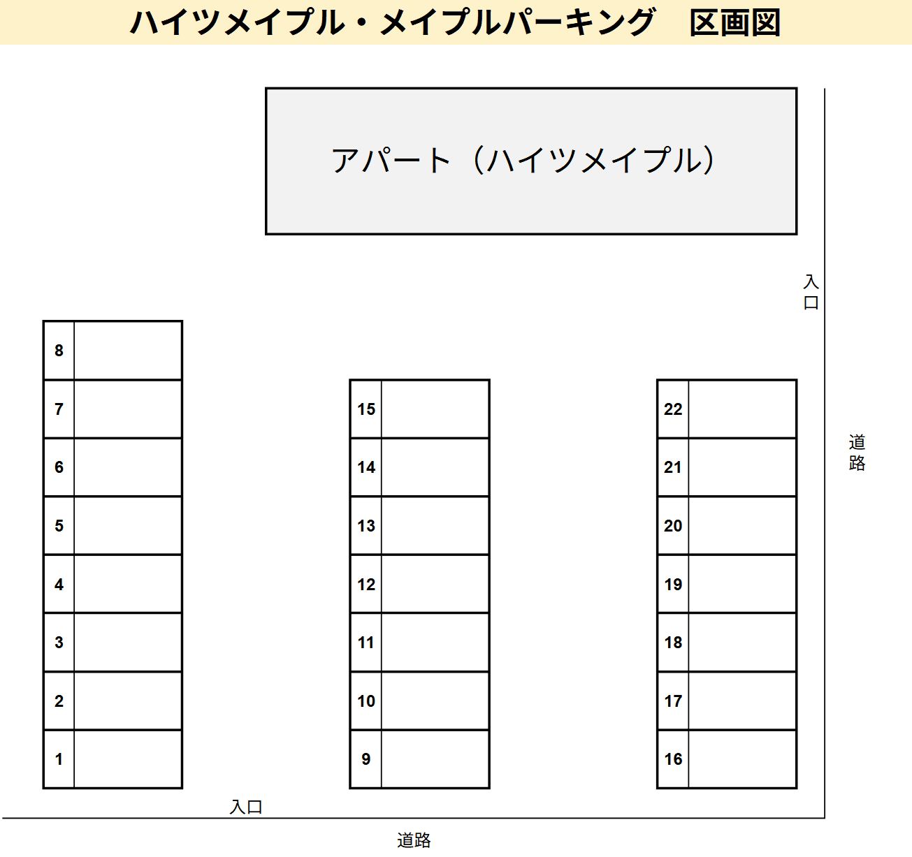 メイプルパーキングの駐車配置図