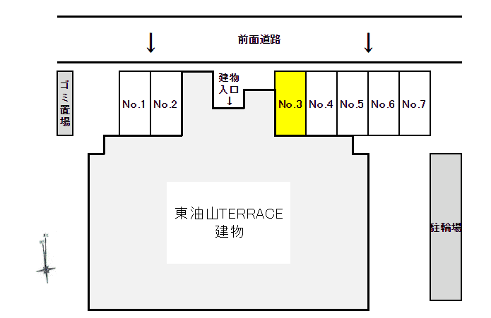 東油山TERRACE敷地内駐車場の駐車配置図