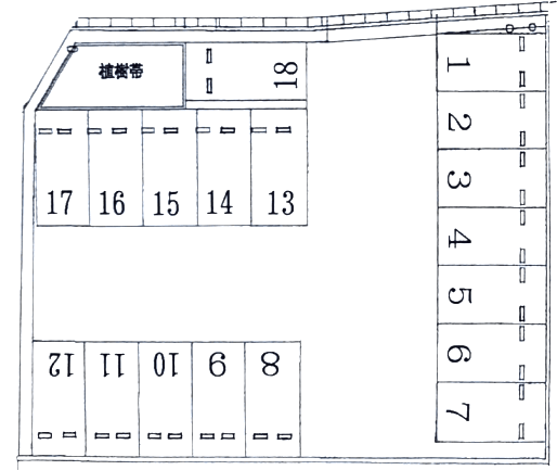 鞍月磯の駐車場の駐車配置図