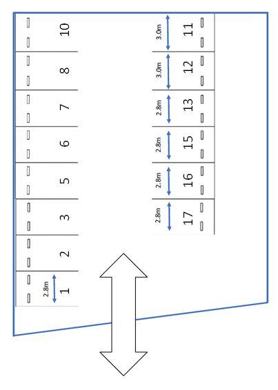 西河原ブロード・パークの駐車配置図