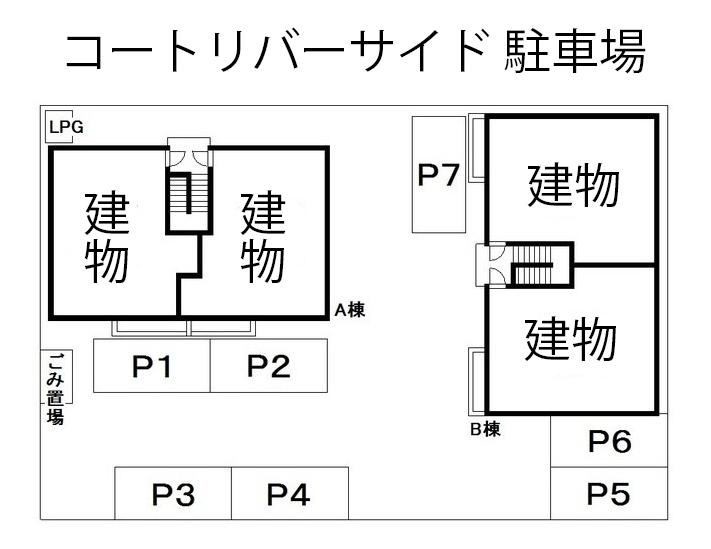 コートリバーサイド 駐車場の駐車配置図