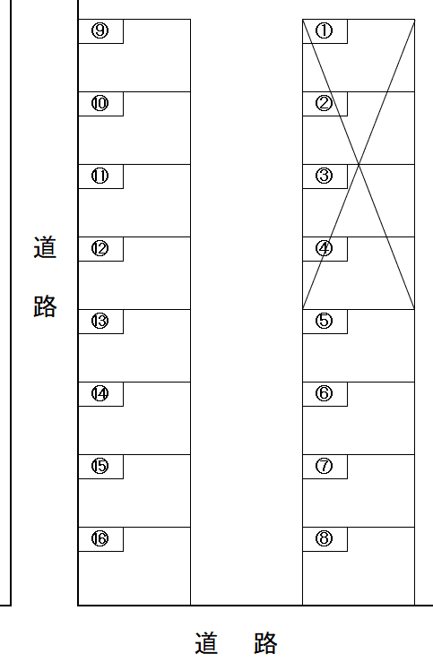 桂木(沼山様)駐車場の駐車配置図