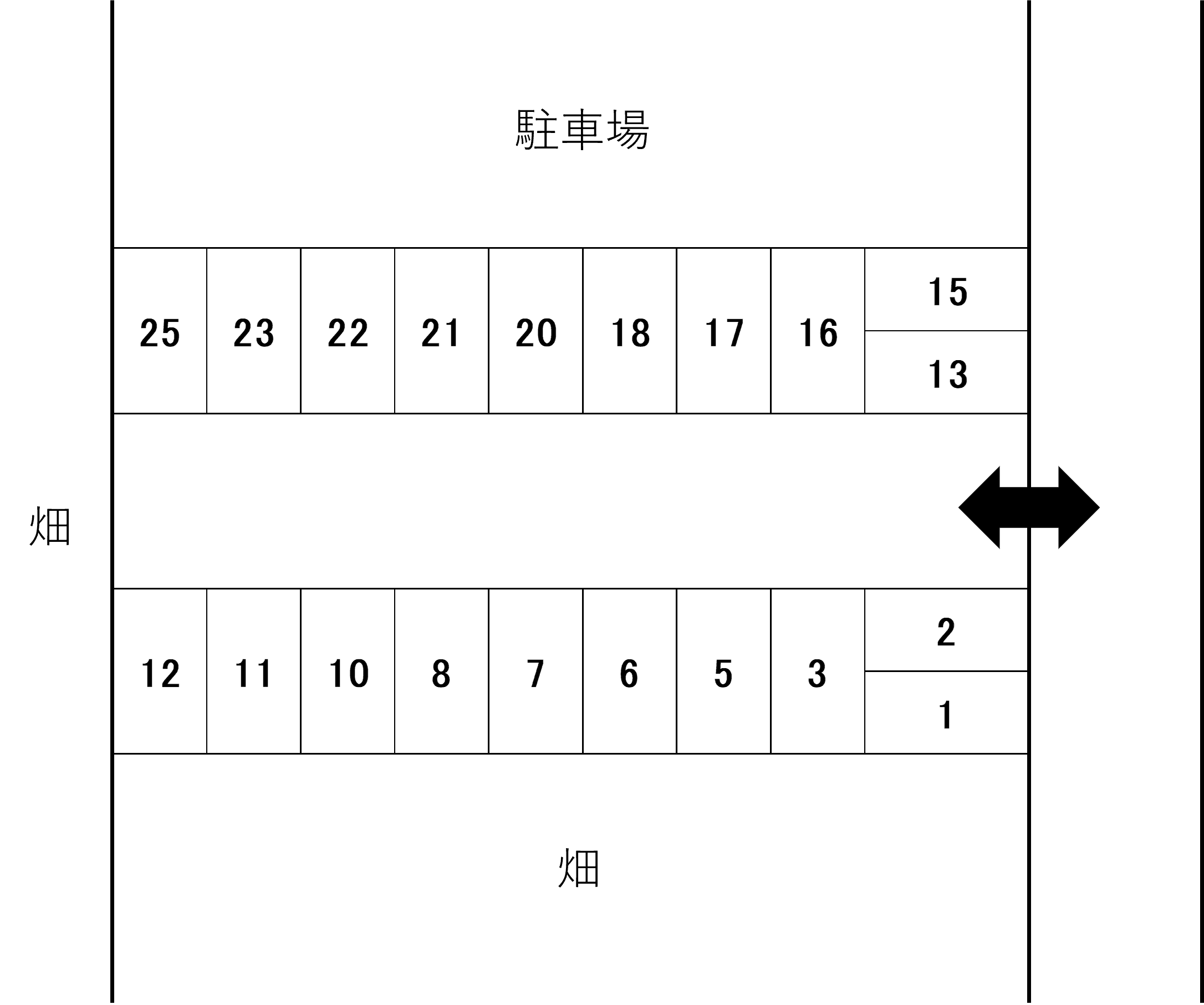 北原池田第3駐車場の駐車配置図