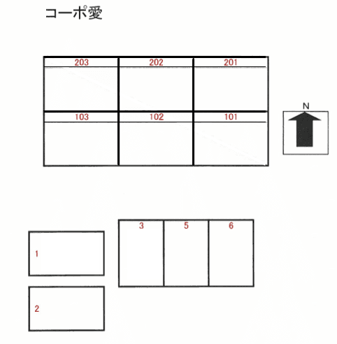 コーポ愛駐車場の駐車配置図