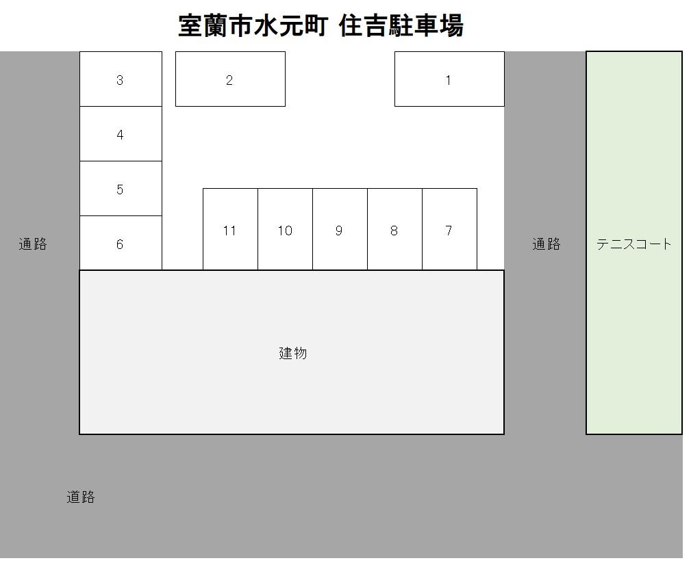 室蘭市水元町 住吉駐車場の駐車配置図
