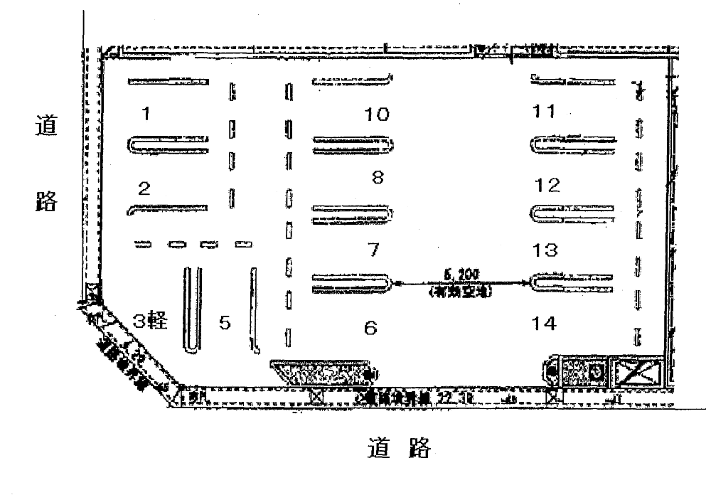 ヴィラ・グレイス グリーン付属ガレージの駐車配置図