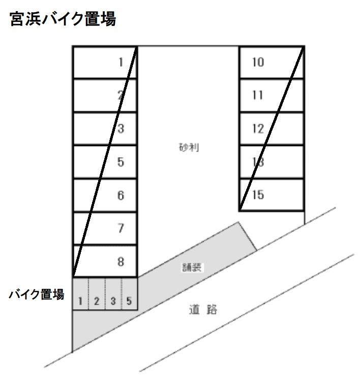 宮浜バイク置場の駐車配置図