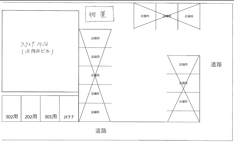 Square川沿の駐車配置図