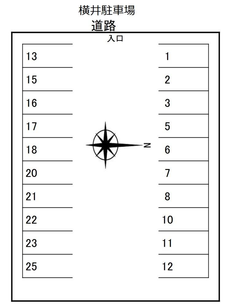 横井駐車場の駐車配置図