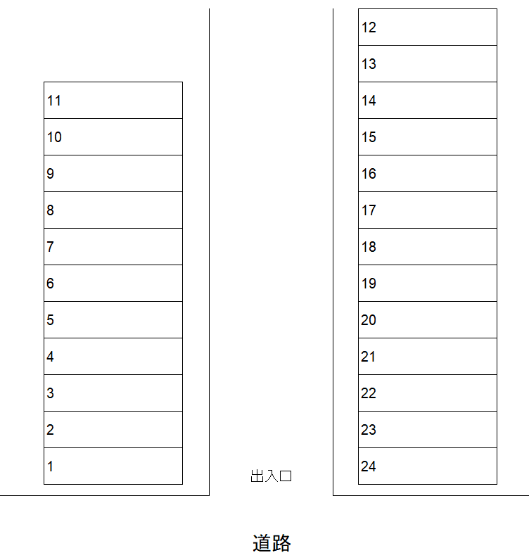 大竹月極駐車場の駐車配置図