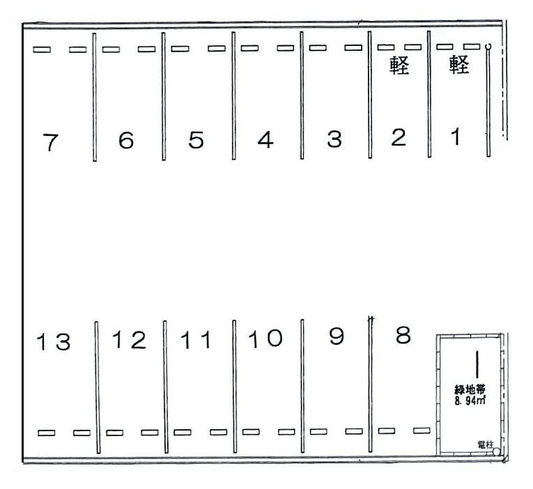 北町第3パーキングの駐車配置図