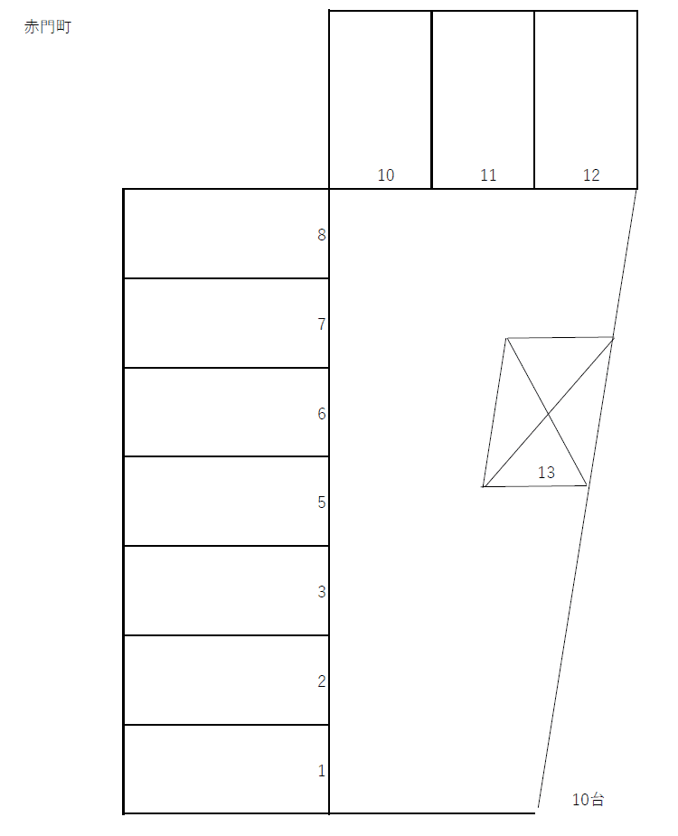 小川パーキング(赤門町)の駐車配置図