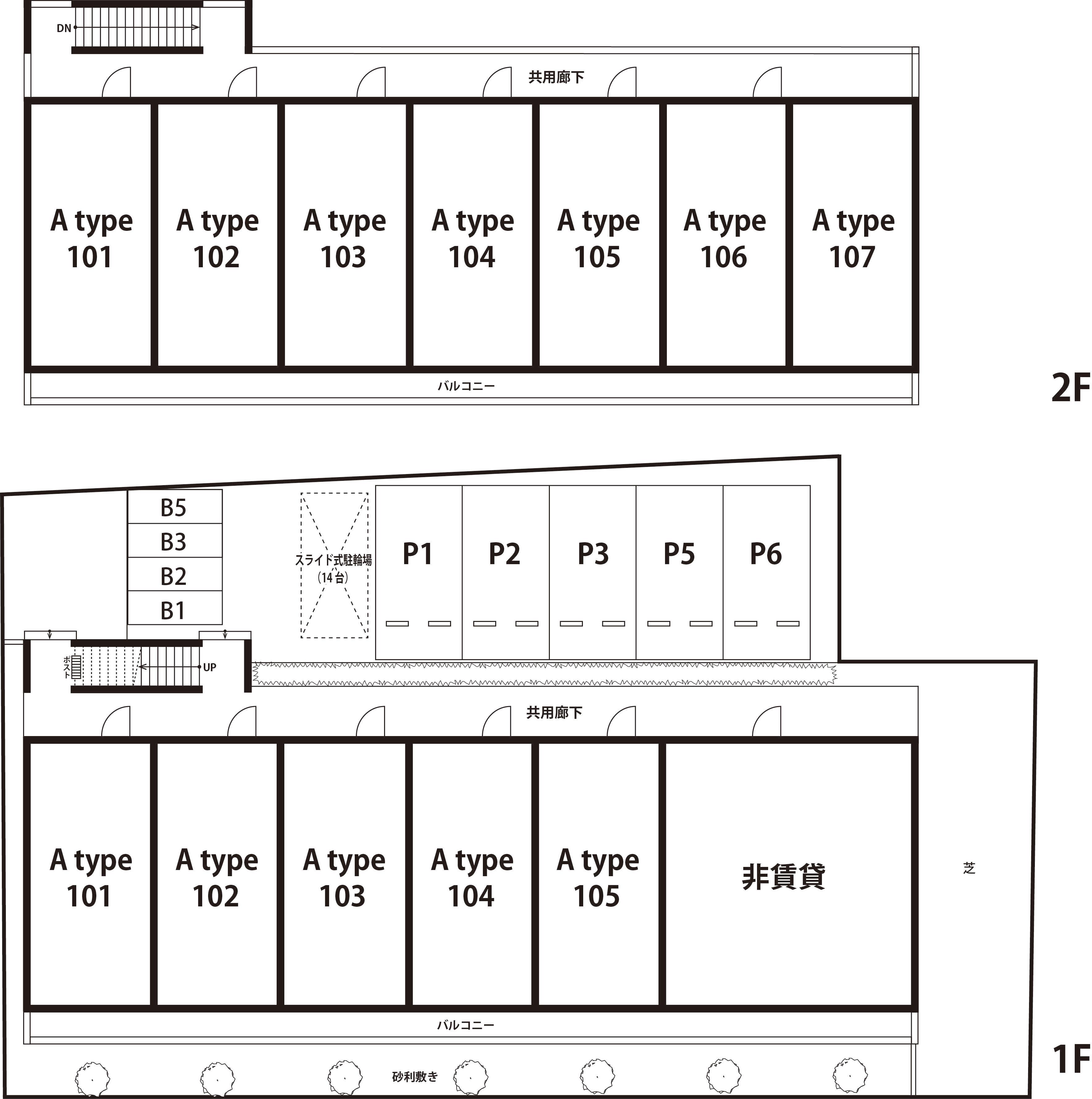 リブリ・シロヤマAの駐車配置図