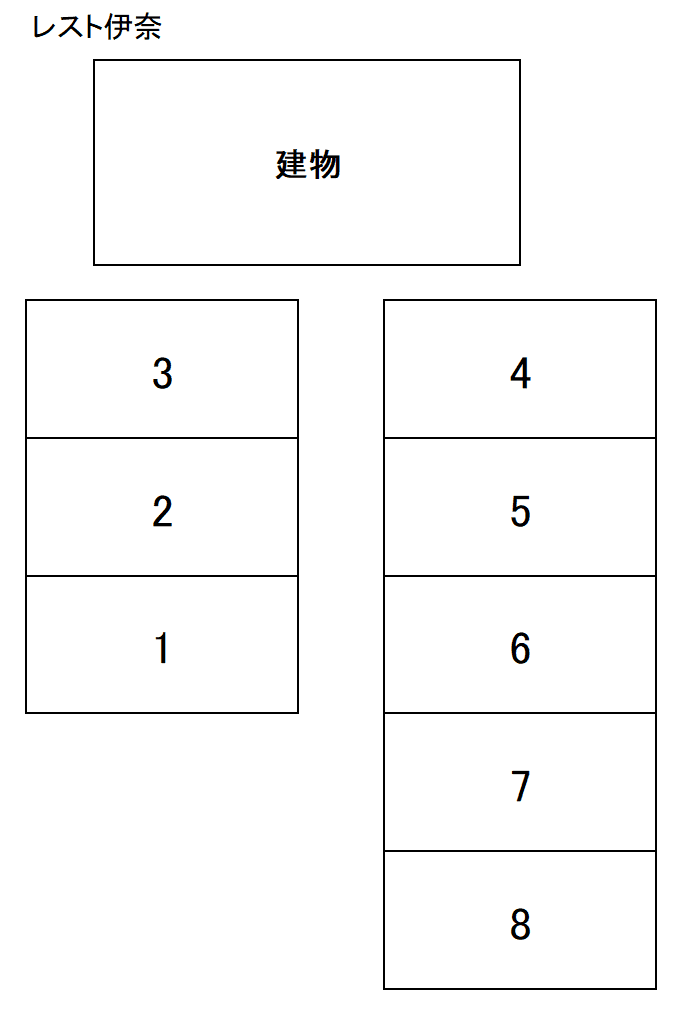 北足立郡伊奈町西小針1丁目(レスト伊奈)の駐車配置図