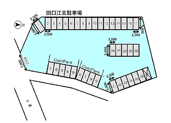田口第2江北駐車場の駐車配置図