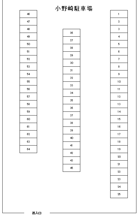 小野崎駐車場の駐車配置図