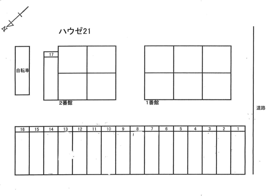 ハウゼ21 2号館の駐車配置図