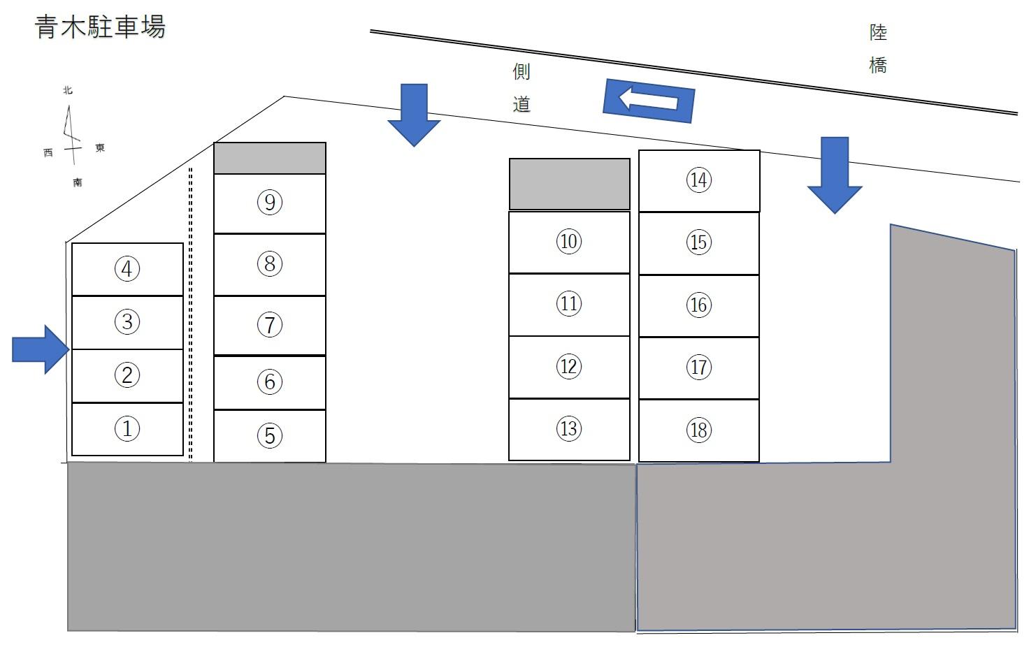 青木駐車場の駐車配置図