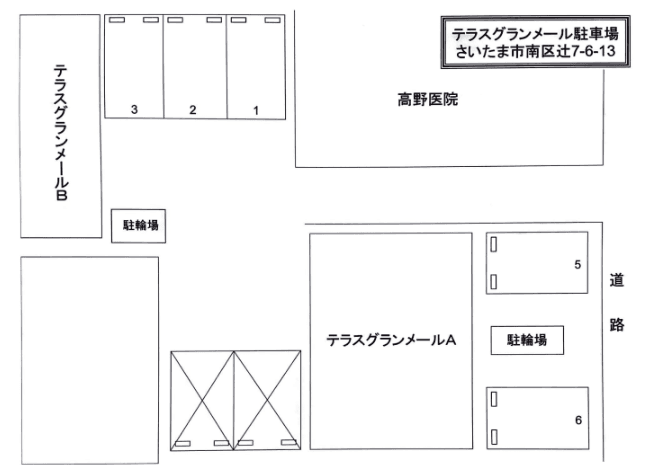 テラスグランメール駐車場の駐車配置図