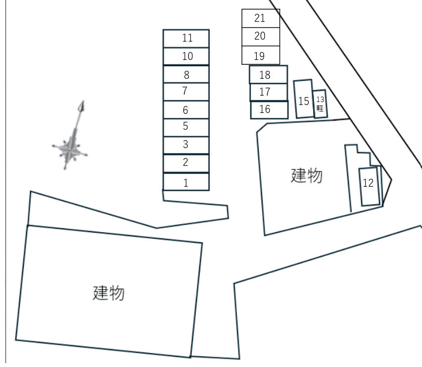 カサ・アグアの駐車配置図