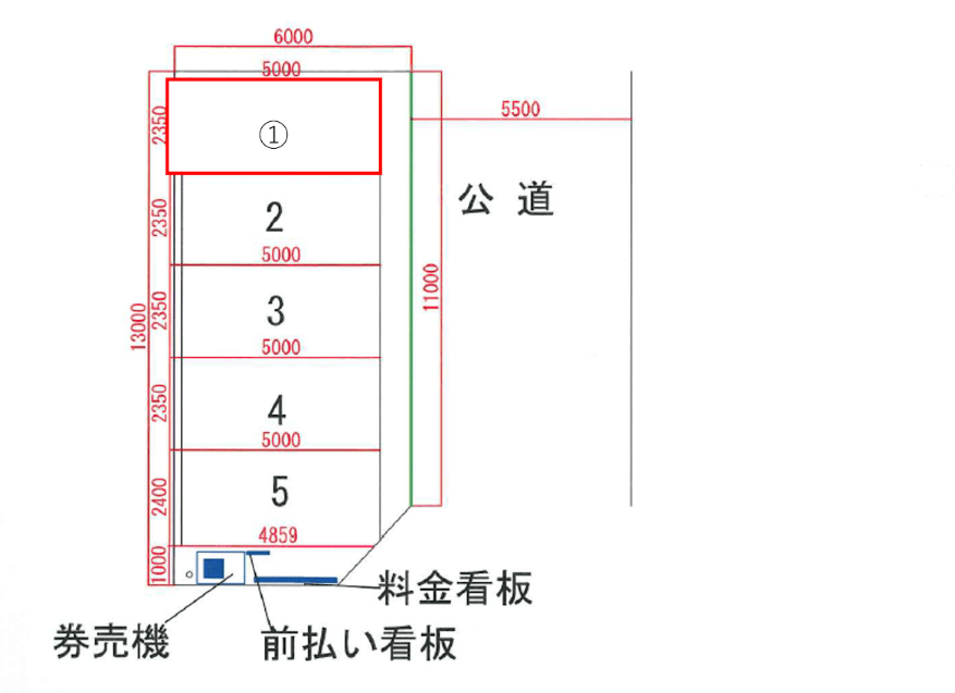 富士駅前第2の駐車配置図