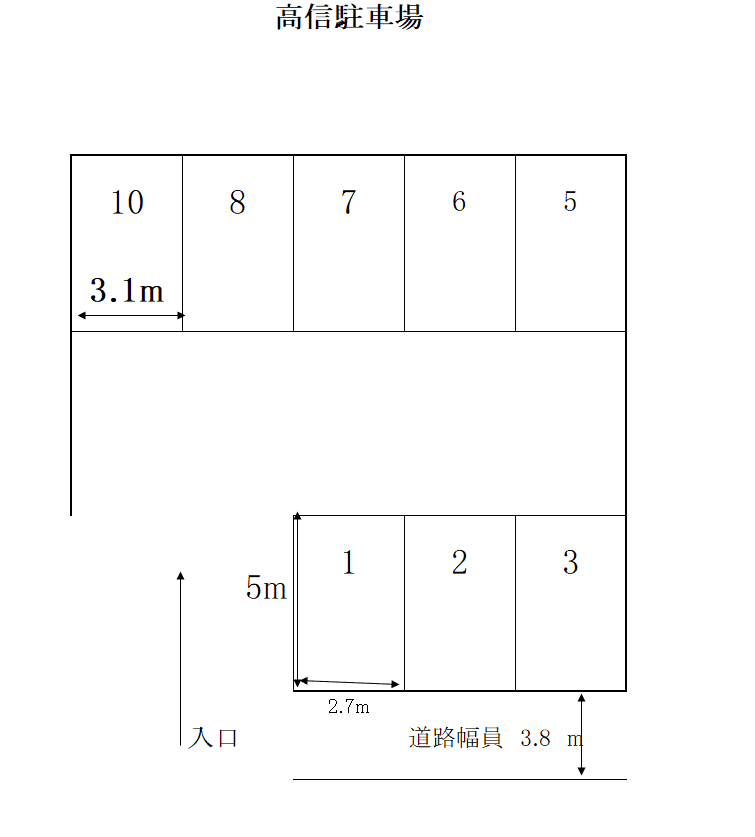 高信駐車場の駐車配置図