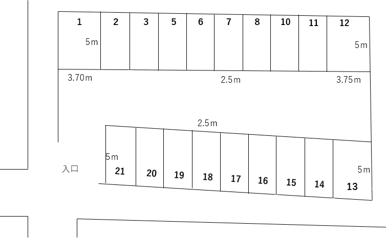 稲葉駐車場の駐車配置図