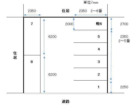 千抦ガレージ(中店)の駐車配置図