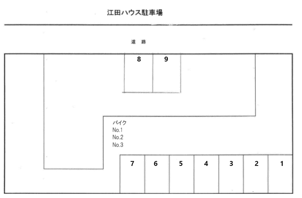 江田ハウス駐車場の駐車配置図