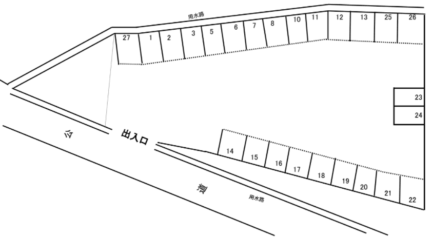 福中北駐車場の駐車配置図