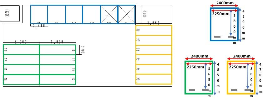 畝田中A第2駐車場の駐車配置図