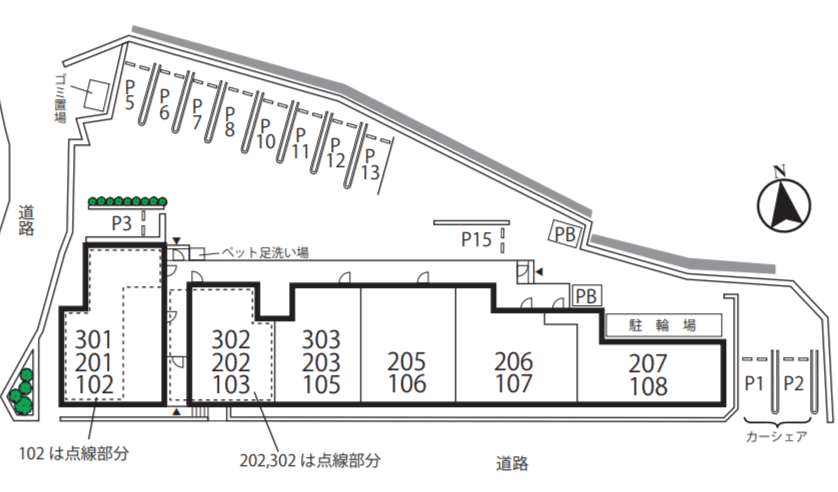 ベル・ルワン駐車場の駐車配置図