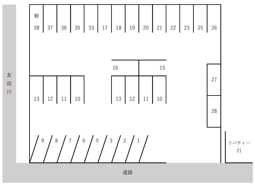 内山駐車場の駐車配置図